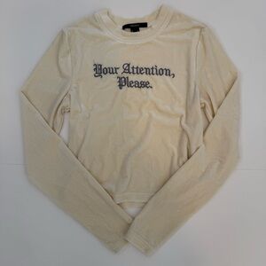 Forever 21 Cream fluffy Graphic Long Sleeve Tee